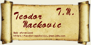 Teodor Mačković vizit kartica
